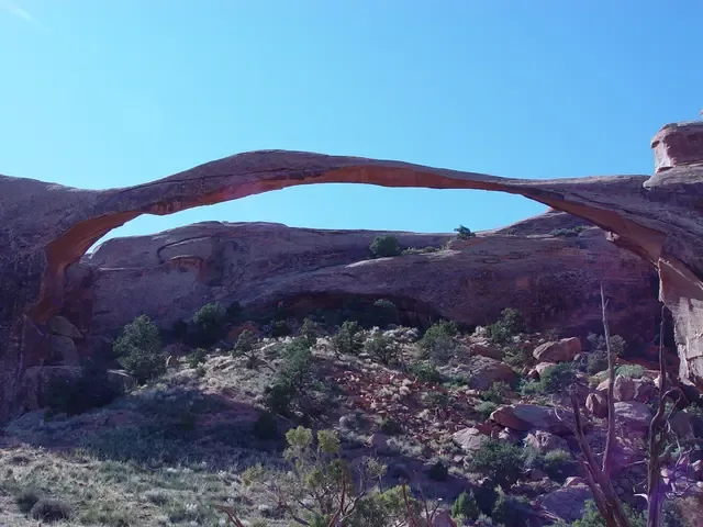 Natural rock arch in a desert landscape