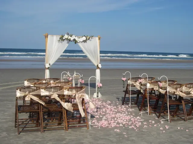 Beach ceremony setup facing the ocean